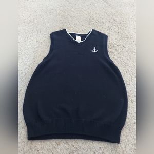 GYMBOREE Boy's Size Medium 7/8 navy anchor nautical Blue  V Neck Sweater Vest